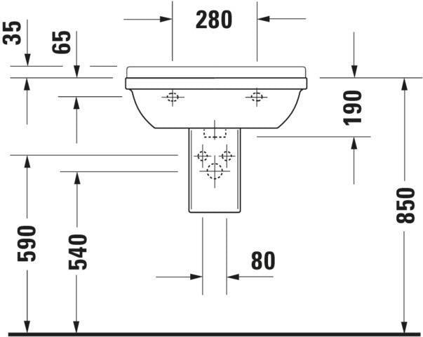 DURAVIT Waschtisch Starck 3 650 mm mit Überlauf, Hahnlochbank und WonderGliss in Weiß