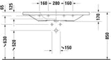 DURAVIT DuraStyle Möbelwaschtisch 1200 mm weiß WonderGliss mit Überlauf und Hahnlochbank