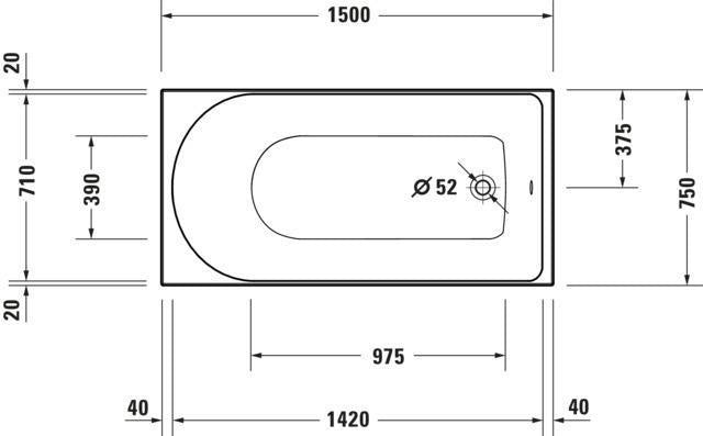 DURAVIT D-Neo Whirlwanne 1500x750 mm Einbau mit Jet-Project, 6 verstellbare Düsen, Weiß