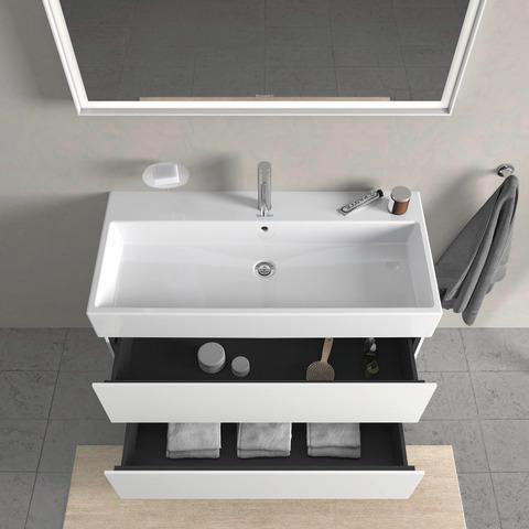 DURAVIT L-Cube Waschtischunterbau 984 mm, 2 Schubkästen, Weiß Matt, Wandmontage