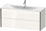 DURAVIT XViu Waschtischunterbau wandhängend 1210 mm, 2 Schubkästen, weiß matt – ohne Griff, mit Tip-On-Technik