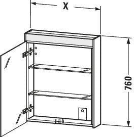 DURAVIT Brioso Spiegelschrank 700 mm betongrau matt mit LED-Beleuchtung und Steckdose