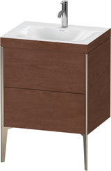 Duravit XViu Waschtischunterbauset 610 mm mit 2 Auszügen, champagner matt / amerikanischer Nussbaum