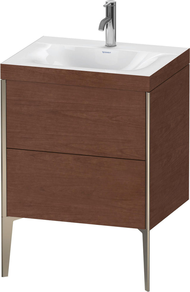 Duravit XViu Waschtischunterbauset 610 mm mit 2 Auszügen, champagner matt / amerikanischer Nussbaum
