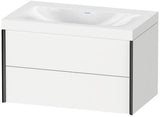 Duravit XViu Möbelwaschtisch-Set 800 mm mit Viu Waschtisch, Nussbaum Mitte, 2 Schubkästen, wandhängend