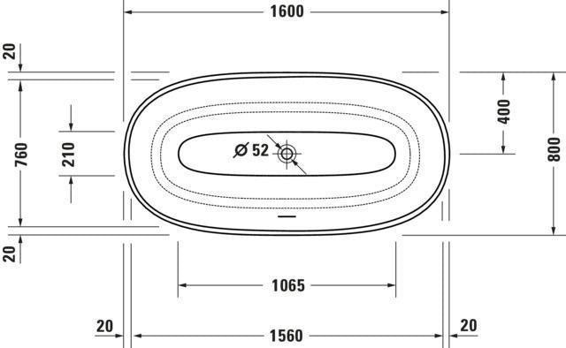 DURAVIT White Tulip Freistehbadewanne 1600x800 mm Sanitäracryl Weiß mit 2 Rückenschrägen