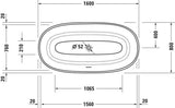 DURAVIT White Tulip Freistehbadewanne 1600x800 mm Sanitäracryl Weiß mit 2 Rückenschrägen