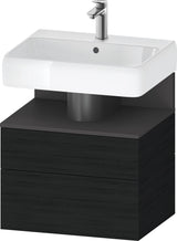DURAVIT Qatego Waschtischunterbau 590 mm wandhängend, 1 Auszug, weiß Hochglanz, Nische Eiche Schwarz
