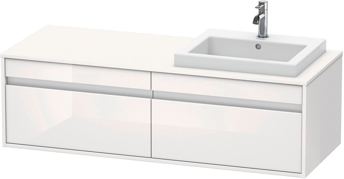 Duravit Ketho Waschtischunterbau 1400 mm wandhängend, 2 Auszüge, weiß matt, Becken links