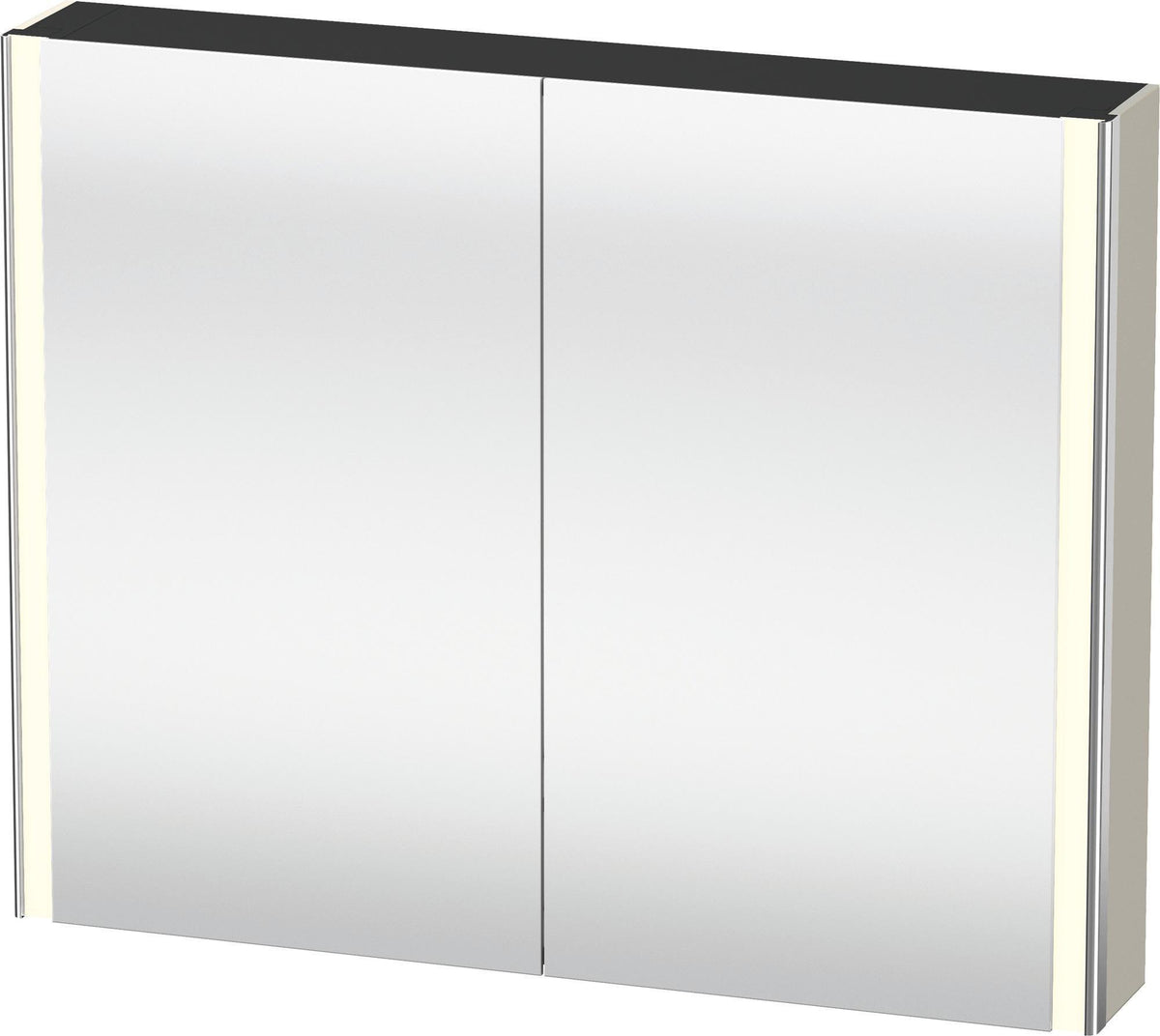 DURAVIT XSquare Spiegelschrank 1000 mm mit LED-Beleuchtung, Front- und Innenspiegel, Weiß Seidenmatt