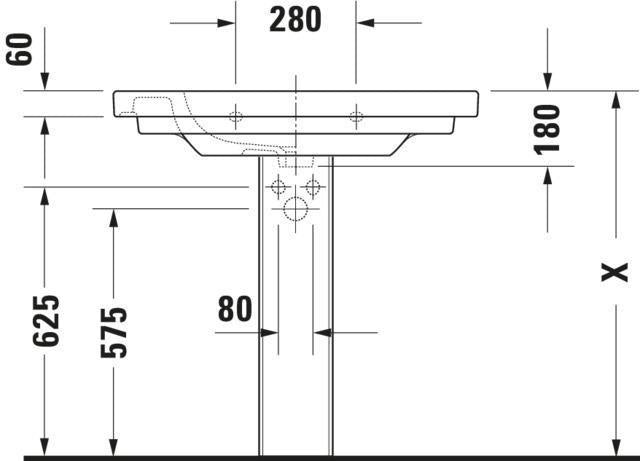 Duravit D-Code Möbelwaschtisch 850 mm mit Überlauf und Hahnlochbank – Weiß