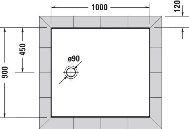 DURAVIT Tempano Duschwanne 900x750x40 mm Weiß mit Antislip – rechteckig, flacher Einbau