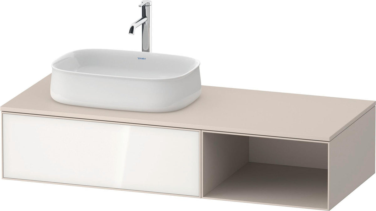 Duravit Zencha Konsolen-Waschtischunterbau 1300 mm Eiche Anthrazit mit Auszug und Tip-on-Technik