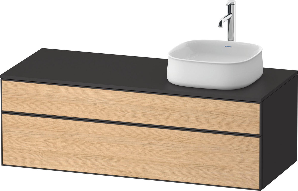 Duravit Zencha Konsolen-Waschtischunterbau 1300 mm Eiche Anthrazit wandhängend