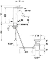 DURAVIT C.1 Einhebel-Waschtischmischer S mit Zugstange, Schwarz Matt