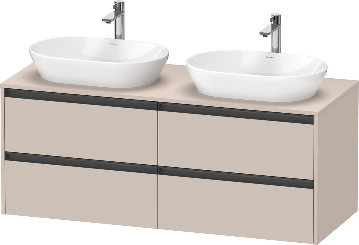 Duravit Ketho.2 Waschtischunterbau 1400 mm betongrau matt mit 4 Schubkästen