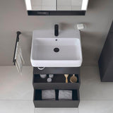DURAVIT Qatego Waschtischunterbau 590 mm wandhängend, 1 Auszug, weiß Hochglanz, Nische Eiche Schwarz