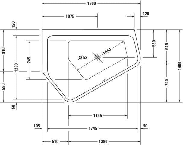 DURAVIT Paiova 5 Eckbadewanne 1900x1400 mm Weiß – Raumsparwanne mit 2 Rückenschrägen