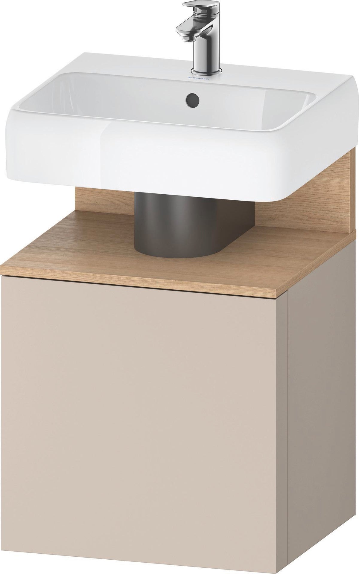DURAVIT Qatego Waschtischunterbau 490 mm wandhängend, 1 Tür links, Weiß Matt mit Eiche Schwarz Nische