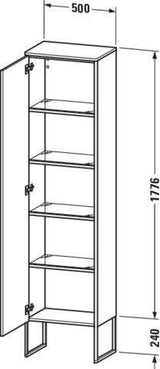 Duravit Hochschrank XSquare, bodenstehend, Eiche Schwarz, 2016x500x356 mm, links