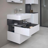 DURAVIT Qatego Waschtischunterbau 590 mm wandhängend, 1 Auszug, weiß Hochglanz, Nische Eiche Schwarz