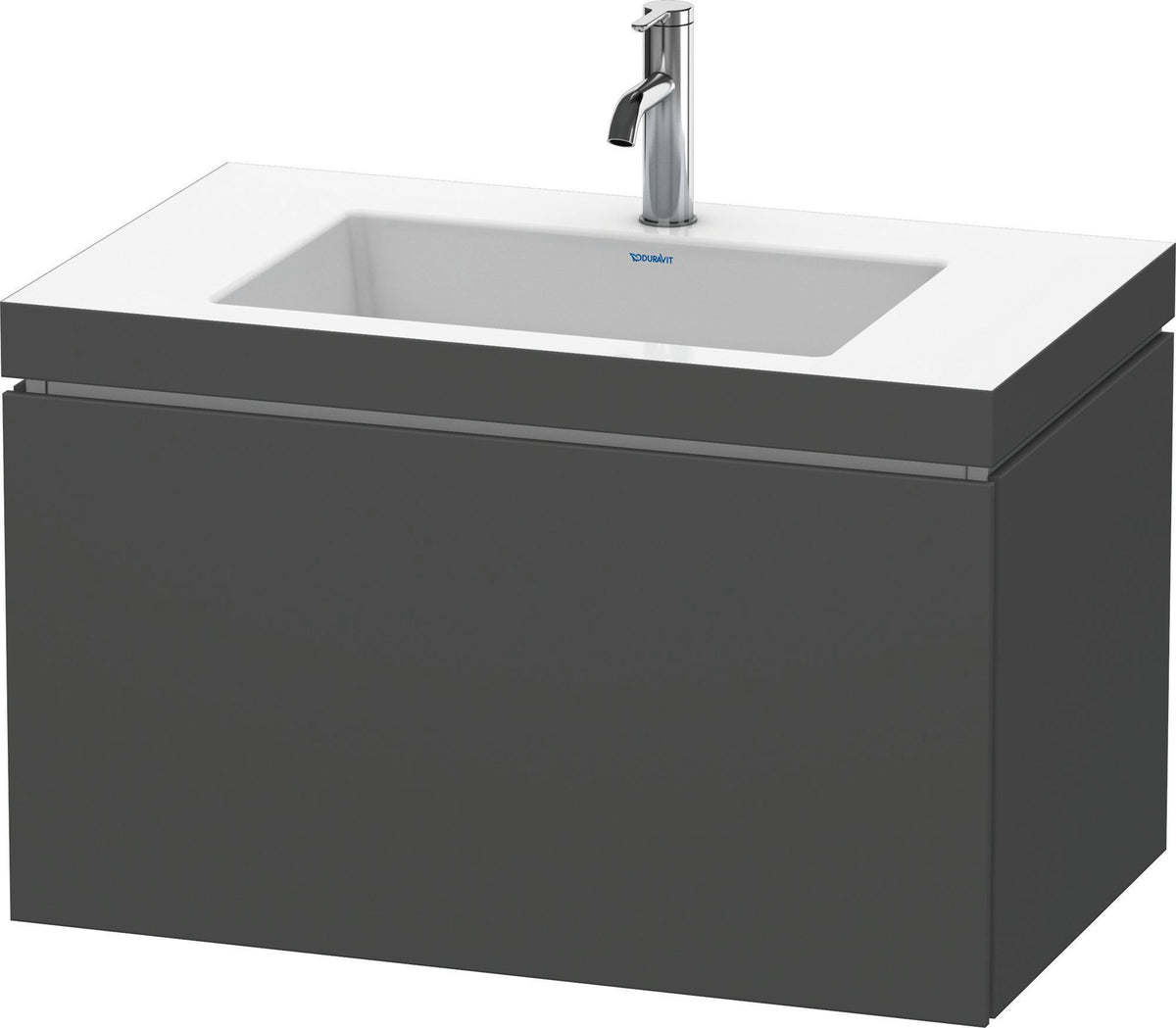 Duravit L-Cube c-bonded Waschtischset 800 mm mit Vero Air Waschtisch, 1 Auszug, Schwarz Hochglanz