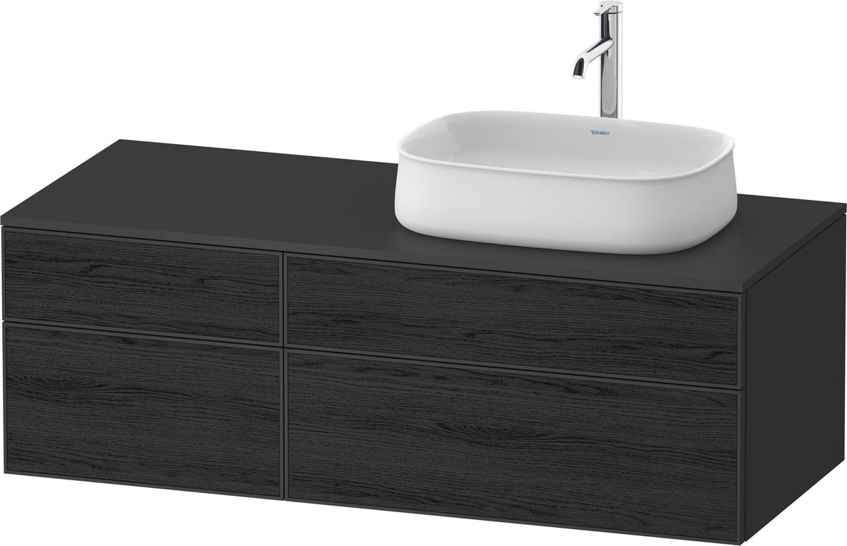 DURAVIT Zencha Konsolenwaschtischunterbau 1300 mm Eiche Anthrazit mit 2 Auszügen und Tip-on-Technik