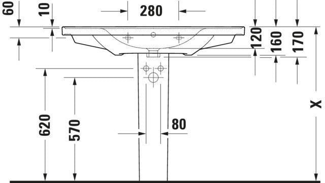 Duravit D-Neo Wandwaschtisch 650 mm weiß mit Überlauf und WonderGliss