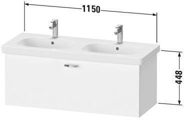 Duravit XBase Waschtischunterbau wandhängend 600 mm, 1 Auszug, weiß matt – montiert