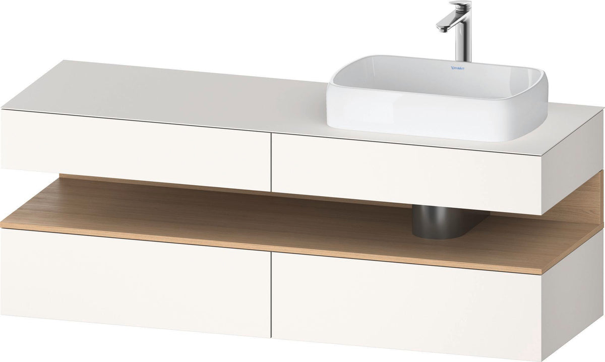 Duravit Qatego Konsolenwaschtischunterbau 1600 mm Weiß Hochglanz mit Eiche Schwarz Nische