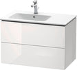 DURAVIT L-Cube Waschtischunterbau 820 mm betongrau matt – 2 Schubkästen, Becken links, wandhängend