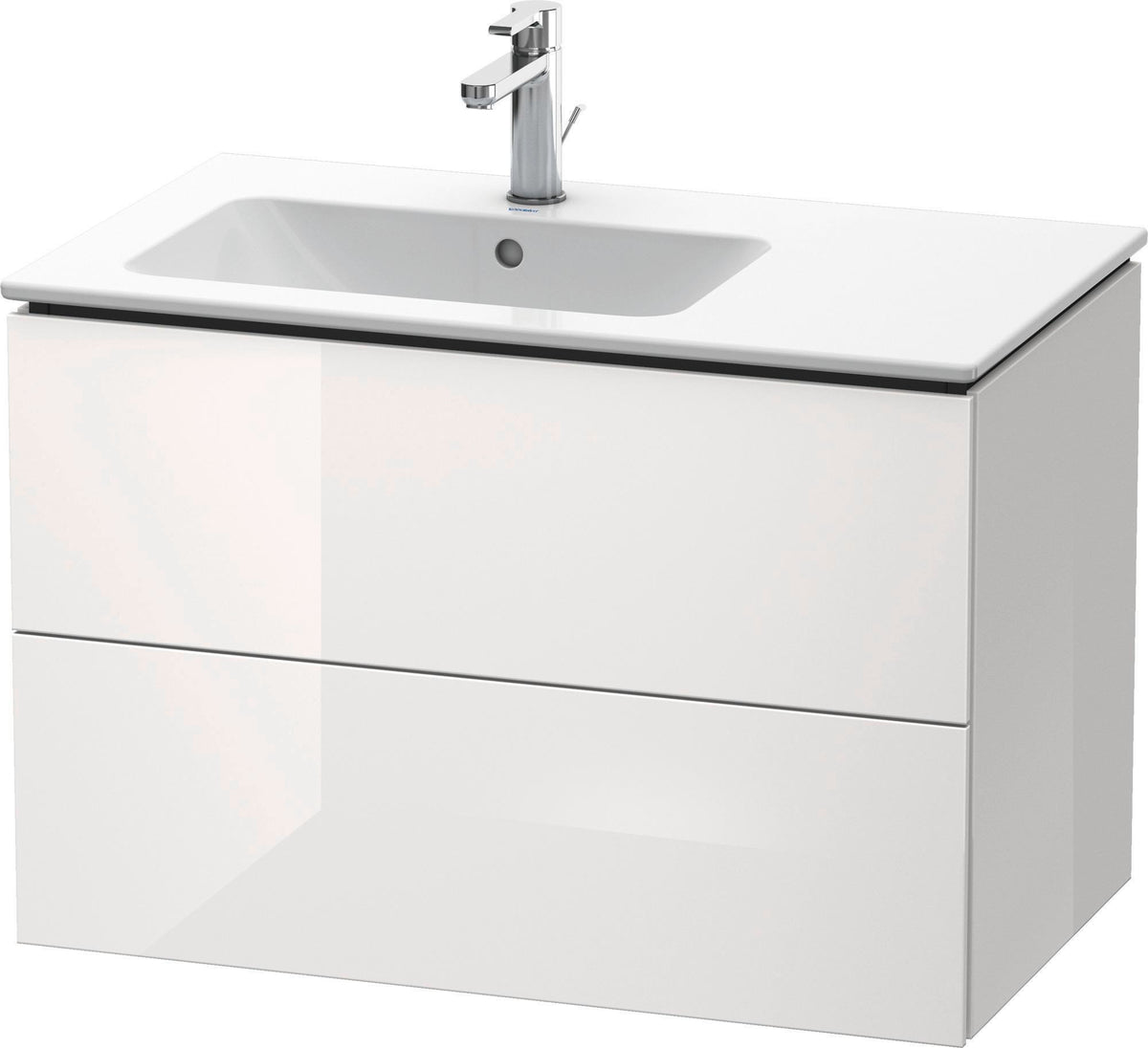 DURAVIT L-Cube Waschtischunterbau 820 mm betongrau matt – 2 Schubkästen, Becken links, wandhängend