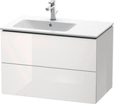 DURAVIT L-Cube Waschtischunterbau 820 mm betongrau matt – 2 Schubkästen, Becken links, wandhängend