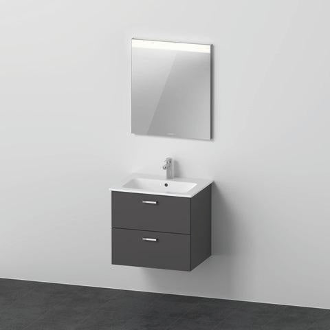 DURAVIT XBase Möbel-Set 630 mm mit Waschtisch, Unterbau, 2 Schubladen & Spiegel – Weiß Glänzend