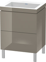 DURAVIT L-Cube Waschtischset mit Vero Air Waschtisch, 2 Auszüge, Flannel Grey Hochglanz, 698x600x480 mm
