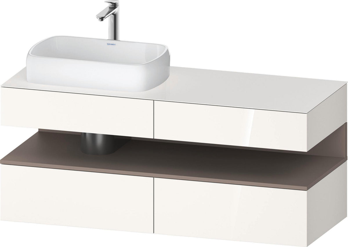 Duravit Qatego Konsolenwaschtischunterbau 1400 mm weiß hochglanz mit Eiche schwarz Nische