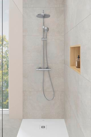 DURAVIT Duschsystem MinusFlow mit Brausethermostat, Bronze Gebürstet, 1124 mm