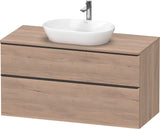 DURAVIT D-Neo Konsolenwaschtischunterbau 1200 mm Eiche Schwarz Matt mit Bronze Griff