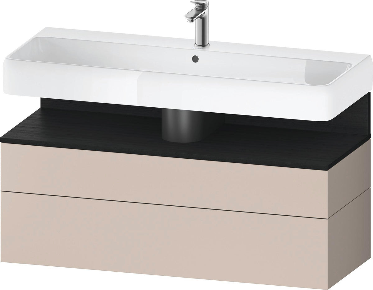 Duravit Qatego Waschtischunterbau 1190 mm – Weiß Matt mit Eiche Schwarz Nische, 1 Auszug, LED