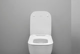 Duravit Univavo WC-Sitz eckig tief 434mm mit Absenkautomatik, abnehmbar, Edelstahl Scharniere, Weiß