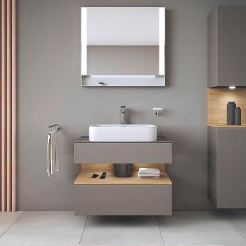 DURAVIT Qatego Hochschrank 400 mm, 2 Türen, weiß Hochglanz, Eiche Schw. Matt