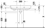 DURAVIT Waschtisch Happy D.2 Plus 800 mm weiß mit Überlauf und Hahnlochbank