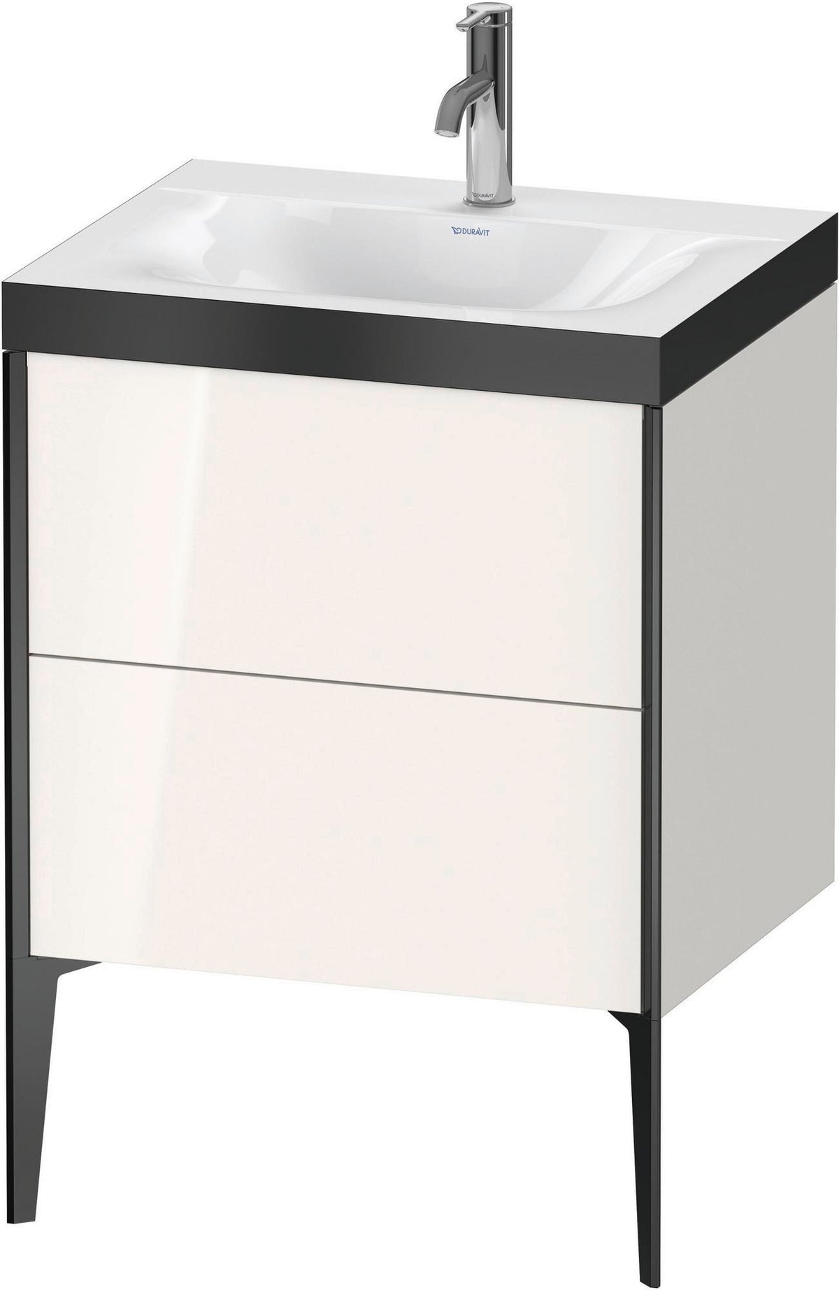 DURAVIT XViu c-bonded Set bodenstehend 610 mm, 2 Auszüge, schwarz matt/weiß hochglanz