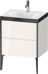 DURAVIT XViu c-bonded Set bodenstehend 610 mm, 2 Auszüge, schwarz matt/weiß hochglanz