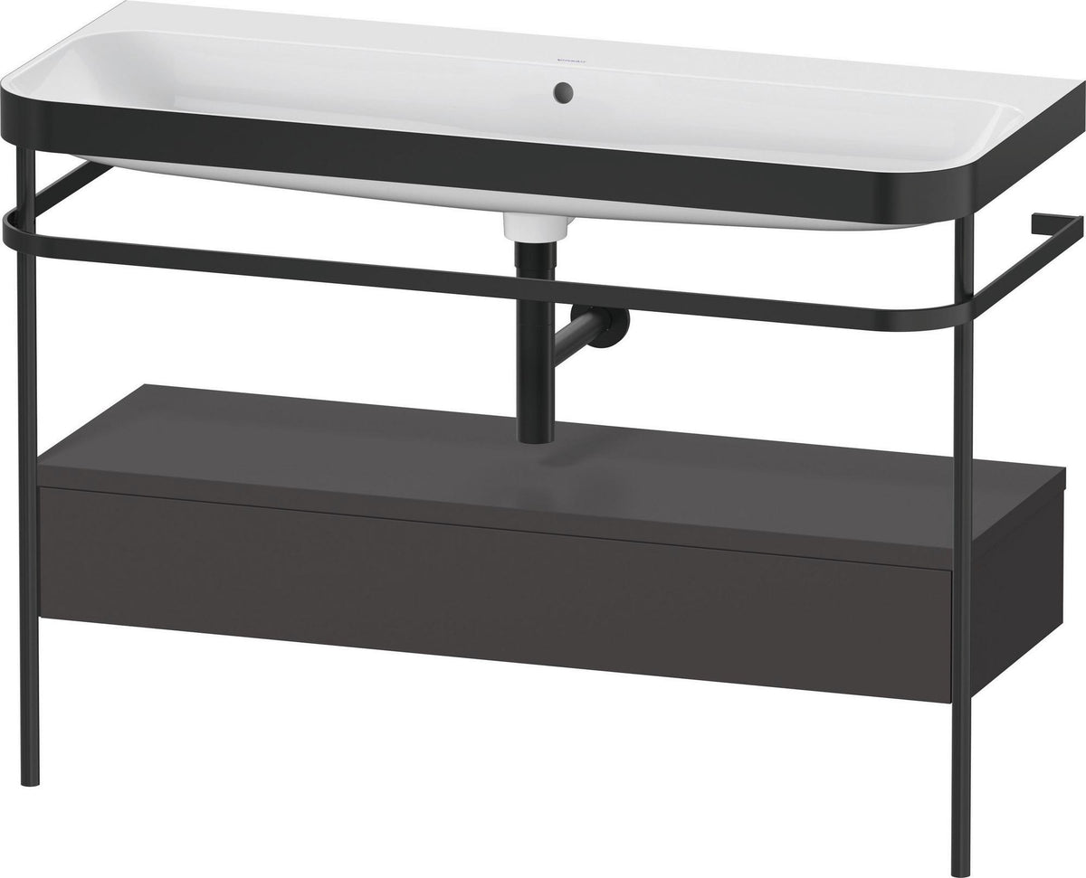Duravit Happy D.2 c-bonded Waschtischset 1175 mm mit Metallkonsole & Schubkasten in Taupe
