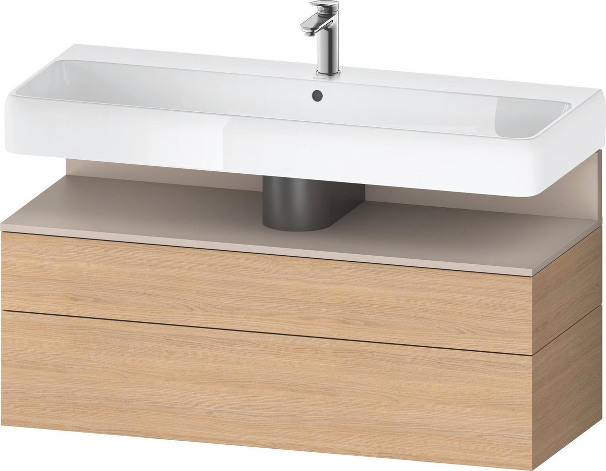 Duravit Qatego Waschtischunterbau 1190 mm – Weiß Matt mit Eiche Schwarz Nische, 1 Auszug, LED
