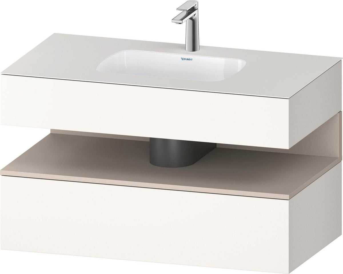 DURAVIT Qatego Einbauwaschtisch mit Konsolenwaschtischunterbau 1000 mm, 1 Auszug, antibakteriell
