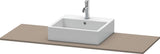 Duravit XSquare Konsole 1400x550mm betongrau matt – 1 Ausschnitt, mit Siphonaussparung