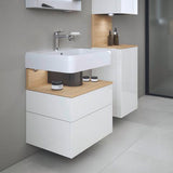 DURAVIT Qatego Waschtischunterbau 590 mm wandhängend, 1 Auszug, weiß Hochglanz, Nische Eiche Schwarz