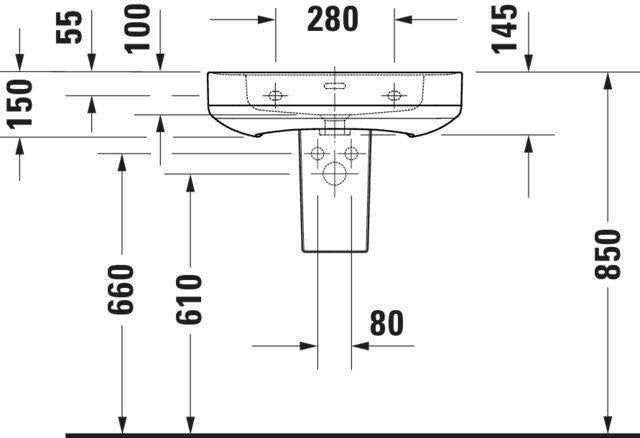 DURAVIT Waschtisch Soleil by Starck 600 mm Weiß mit Überlauf und Hahnlochbank